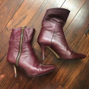 Italian Made Burgundy Zip Up Booties
